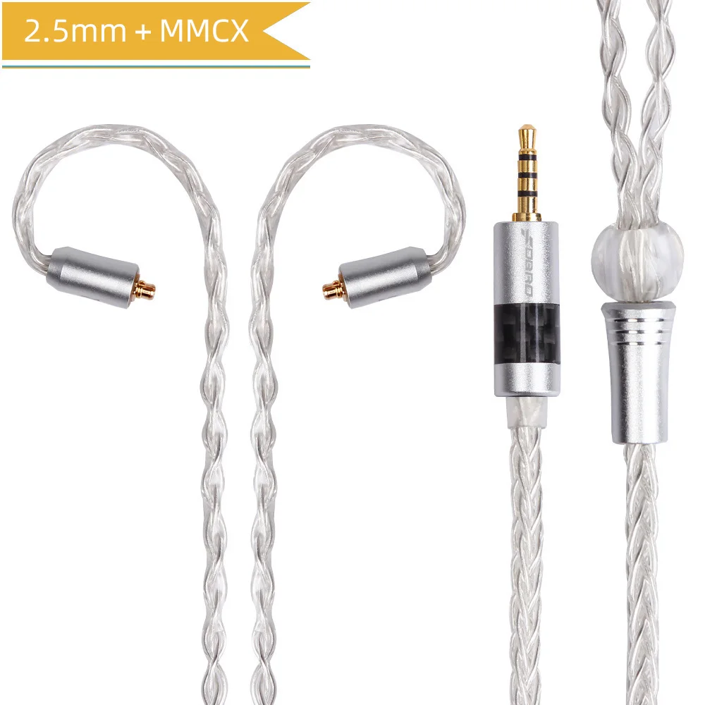 MMCX 2.5 Silver FDBRO MMCX Серебристые наушники кабель 8 Core с серебряным покрытием обновления кабель углеродного волокна 2Pin 2,5/3,5/4,4 сбалансированный кабель для SE846 SE535 - Цвет: MMCX 2.5 Silver
