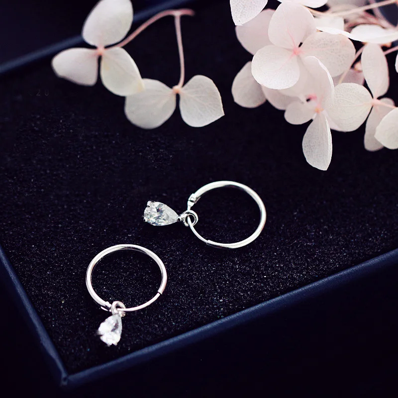 Серьги-клипсы серебряного цвета с австрийскими кристаллами висячие серьги для