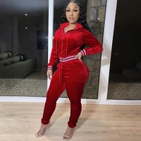 adogirl two piece set velvet casual tracksuit women outfits long sleeve hoodie zipper top pants suits female solid matching set