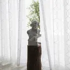 Белая Тюлевая занавеска с вышивкой для гостиной, Современная Геометрическая изогнутая занавеска из тонкой ткани для спальни, занавеска для штор, двери на заказ
