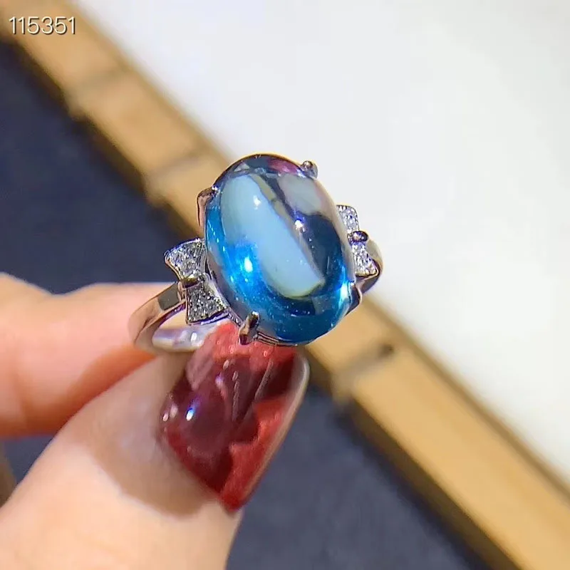 

8.8Ct Elegant Topaz Ring for Women Gift Big Genuine Gemstone 10x14mm Fine Jewelry High Purity with Certificate S925 Sliver