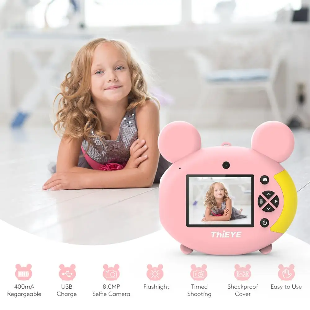 Tieye Kiddy 2 детская игрушечная мини камера милая перезаряжаемая цифровая с дюймовым