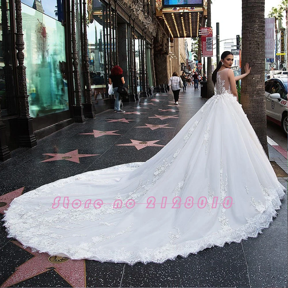 Великолепное бальное платье Свадебные платья с длинным шлейфом Vestido De Noiva Princesa