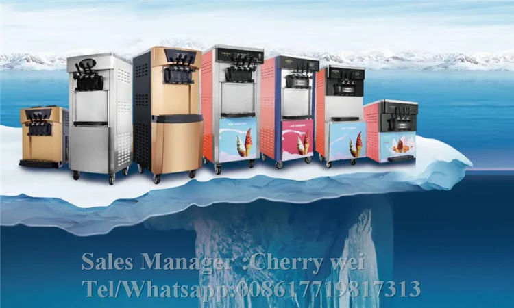 

25L/H support pizza cone system illigent automatic Soft ice cream machine commercial ice cream maker with airpump precool