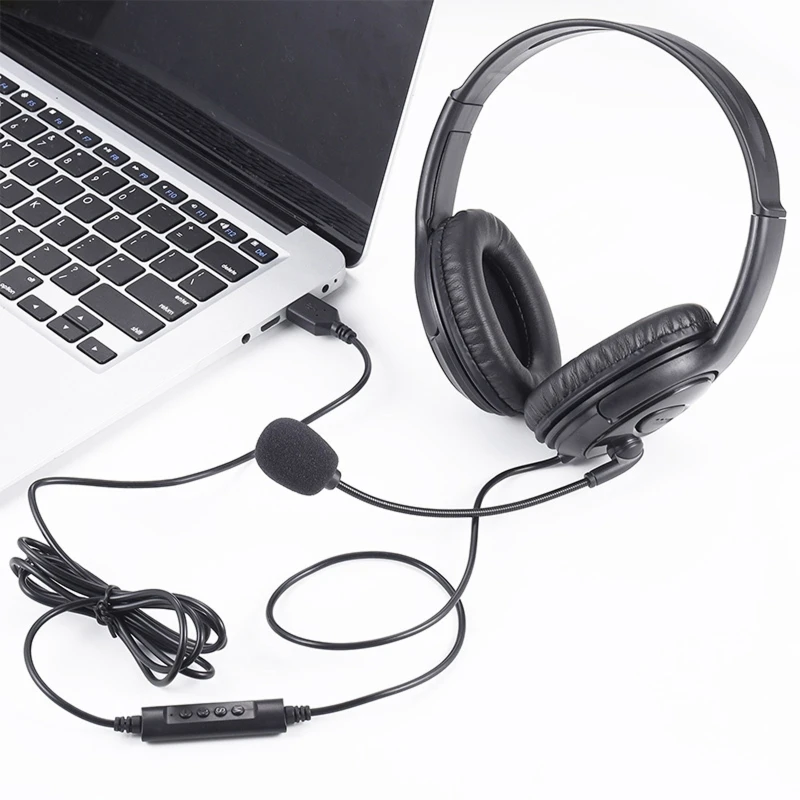 

Telephone Traffic Headset USB Wired Noise Cancelling Headset Adjustable Volume WXTB