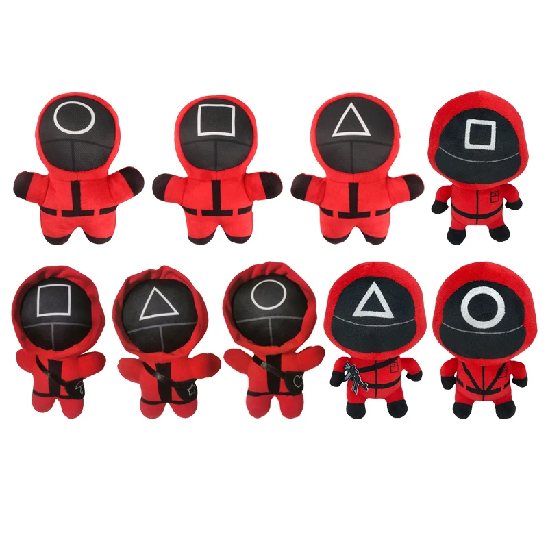 

Мультяшная плюшевая игрушка, кукла, игра кальмар, маленький красный человек, Аниме фигурки, искусственная кукла, игра кальмар, детские рожде...