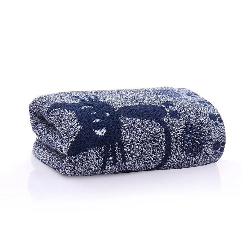 Blue 25*50 см банное полотенце с милым мультяшным котом, детское полотенце для ванной с вышивкой, высококачественное Хлопковое полотенце для мытья, 3 цвета - Цвет: Blue