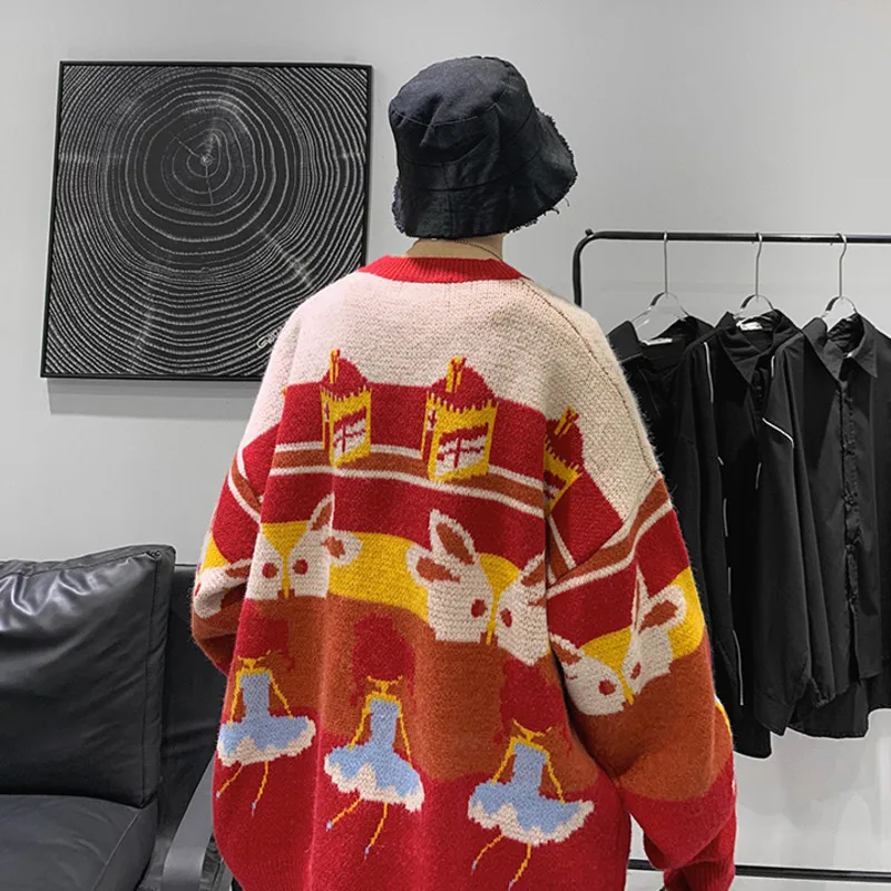 

ZAZOMDE Winter New Jacquard Sweater Men Clothing Fashion Knitted Sweaters for Men Pullovers Loose O-neck Long Sleeve Sweater