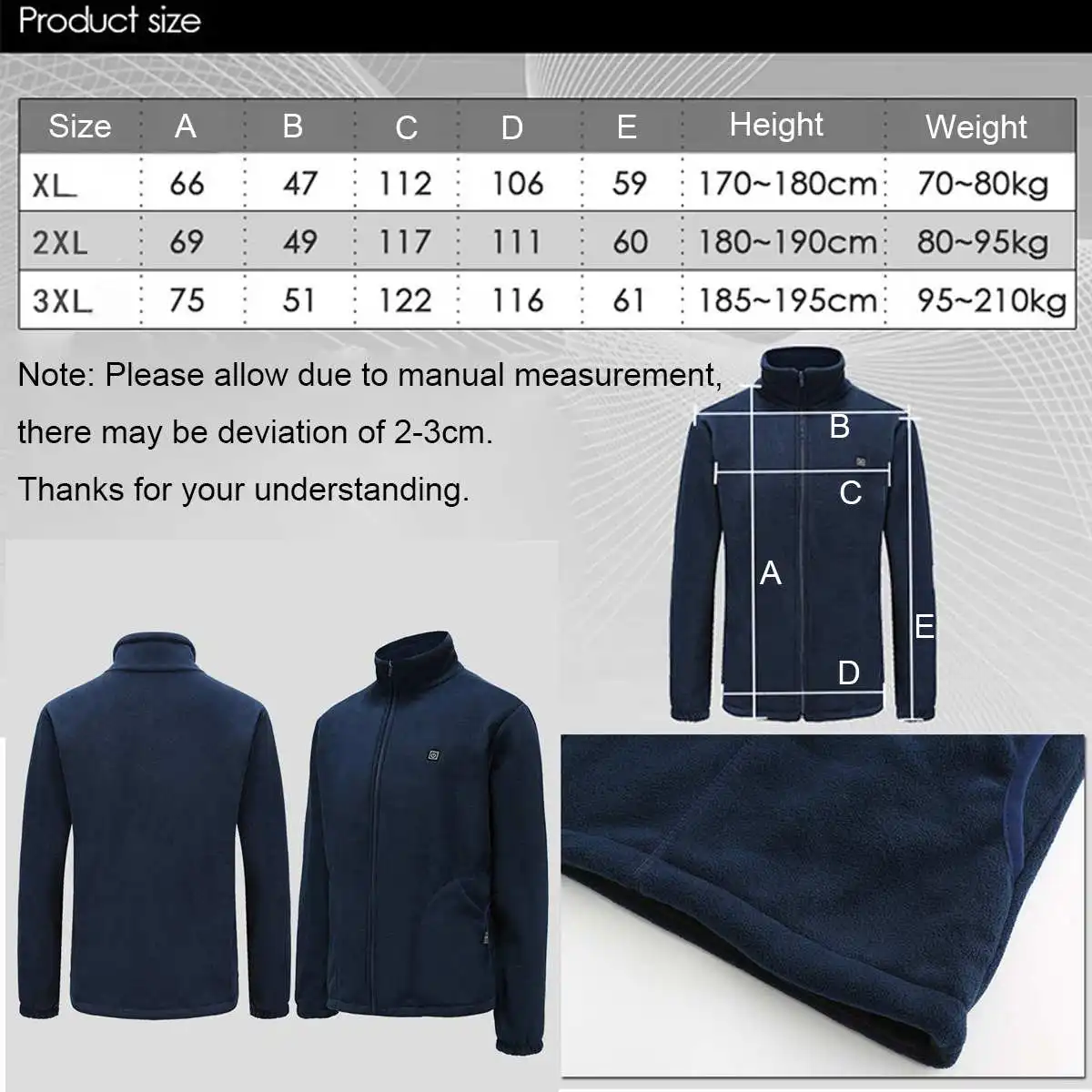 

Men's Sweaters Autumn Thickened Coats Jackets Fleece Coats 3 Gear Adjustable 5 Heating Zones Fashion Slim Long Coat Knitwear