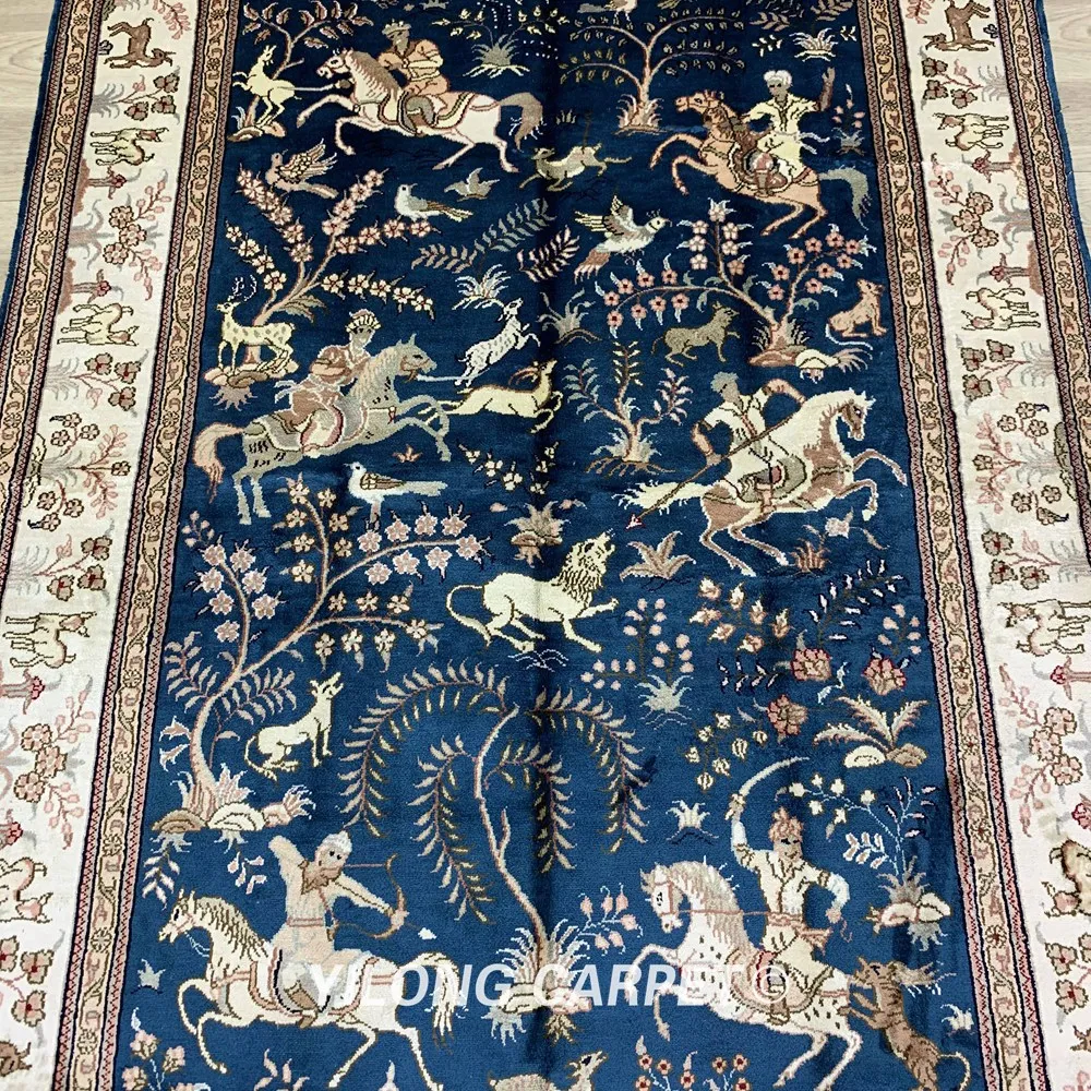 Yilong 4 дюймовый x 6 шелковый ковер для охоты персидский Тебриз (SCJ20B)|tabriz rugs|rug designrugged