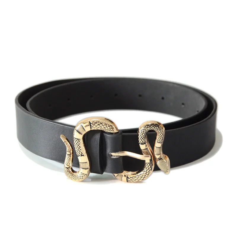 Ремень из искусственной кожи Женский дизайнерский пояс с блестящей змея со