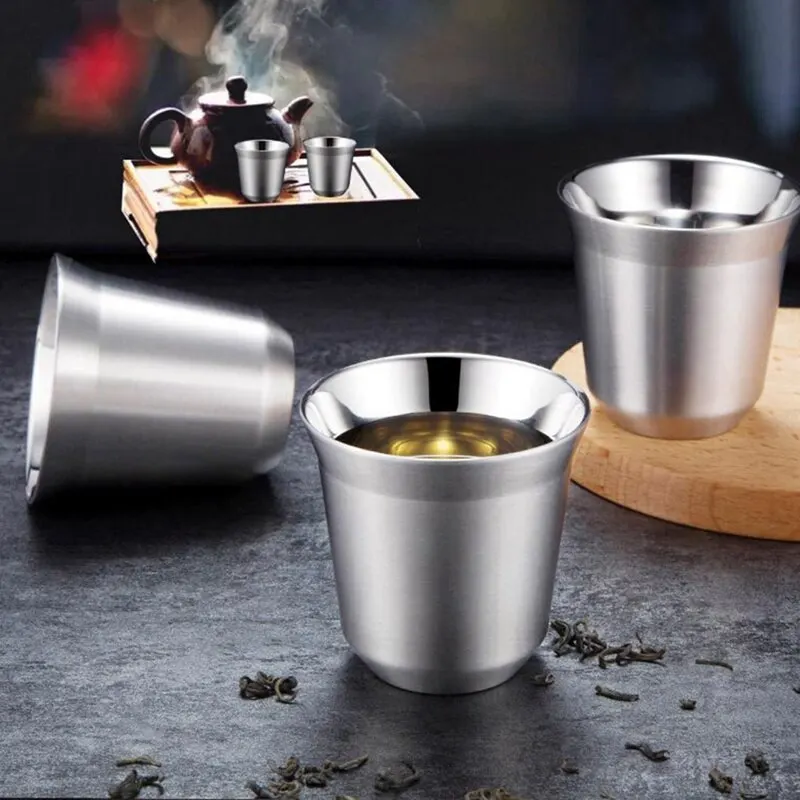 

Espresso Coffee Capsule Cup Insulated Cup Connected Powder Cup Home Double Layer Stainless Steel Insulated Tea Coffee Cup