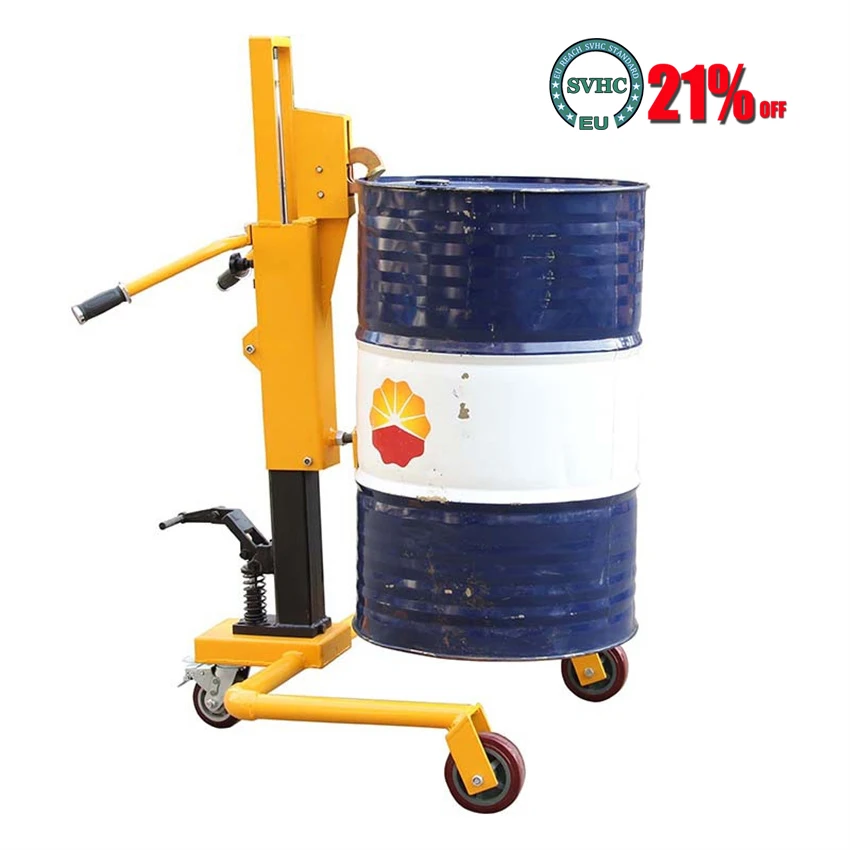 

DT350A Pedal Oil Drum Truck Hydraulic Forklift Multifunctional Hand Push Oil Drum Trolley 350KG Three-wheel Lifting Dump Truck