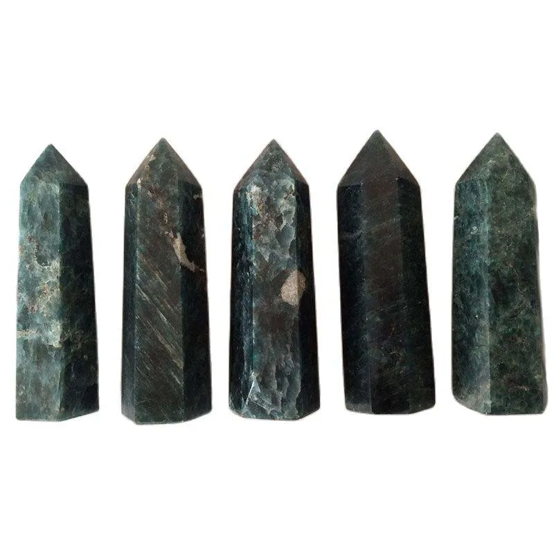 

Natural Stone Apatite Tower Blue Wand Energy Healing Reiki Home Decoration Crystal Point Amulets and Mascot