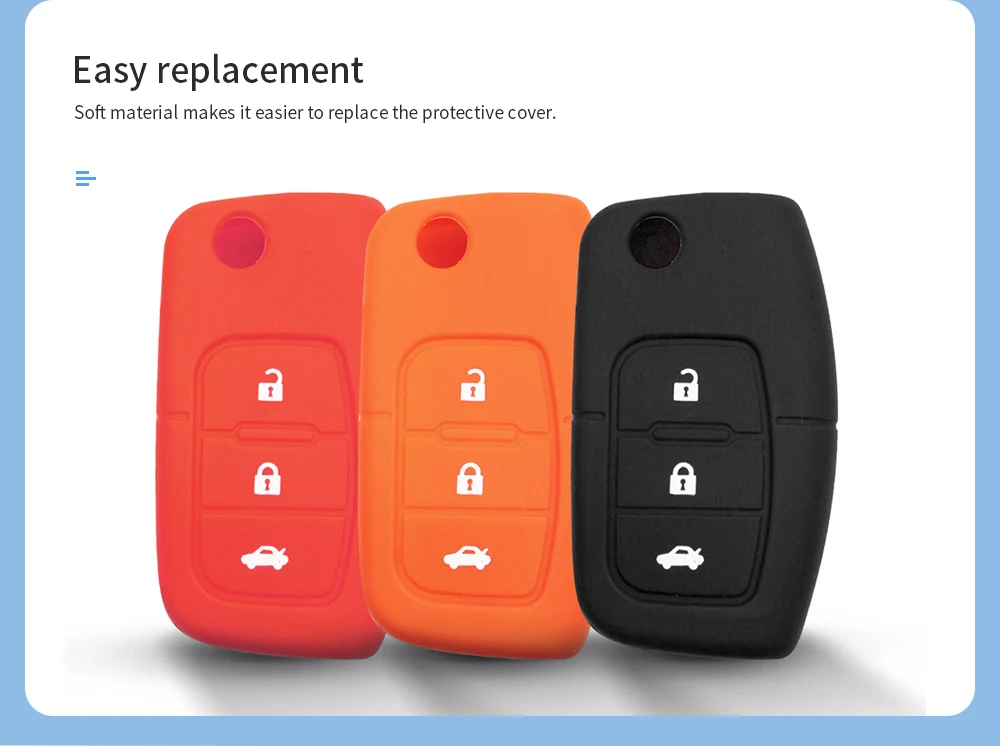 KEYYOU силиконовый Автомобильный откидной чехол для ключей, чехол для пульта дистанционного управления для Ford Fiesta Focus 2 Ecosport Kuga Escape 3 кнопки
