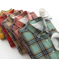 womens plaid shirt oversize blouses female long sleeve buck camp flannel warm button up shirts top clothing 2021 winter