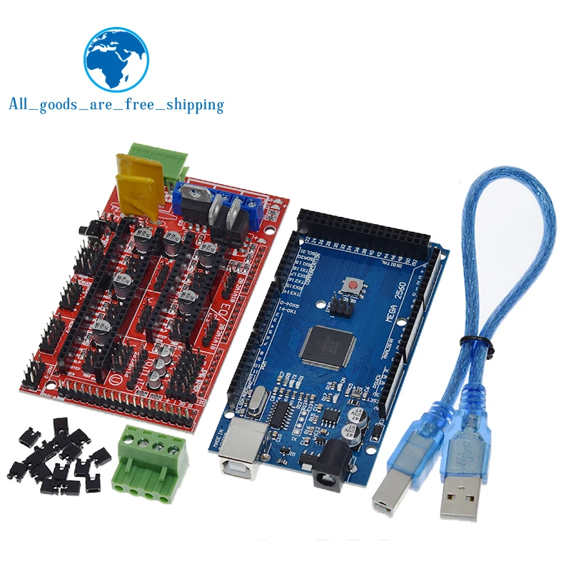 Контроллер TZT Mega 2560 R3 Mega2560 REV3 + RAMPS 1,4 для 3D принтера Arduino, комплект Reprap MendelPrusa