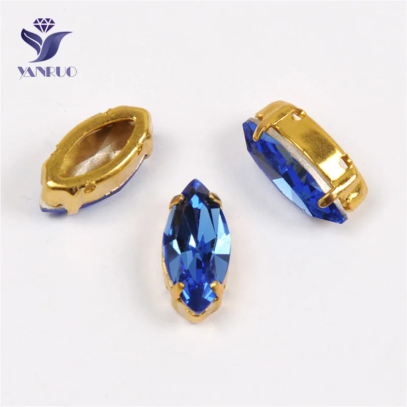 Sapphire Yanruo 4200 забавные маркизы с камнями K9 Глаза Лошади Стразы заостренные сзади Стразы все для шитья - Цвет: Sapphire