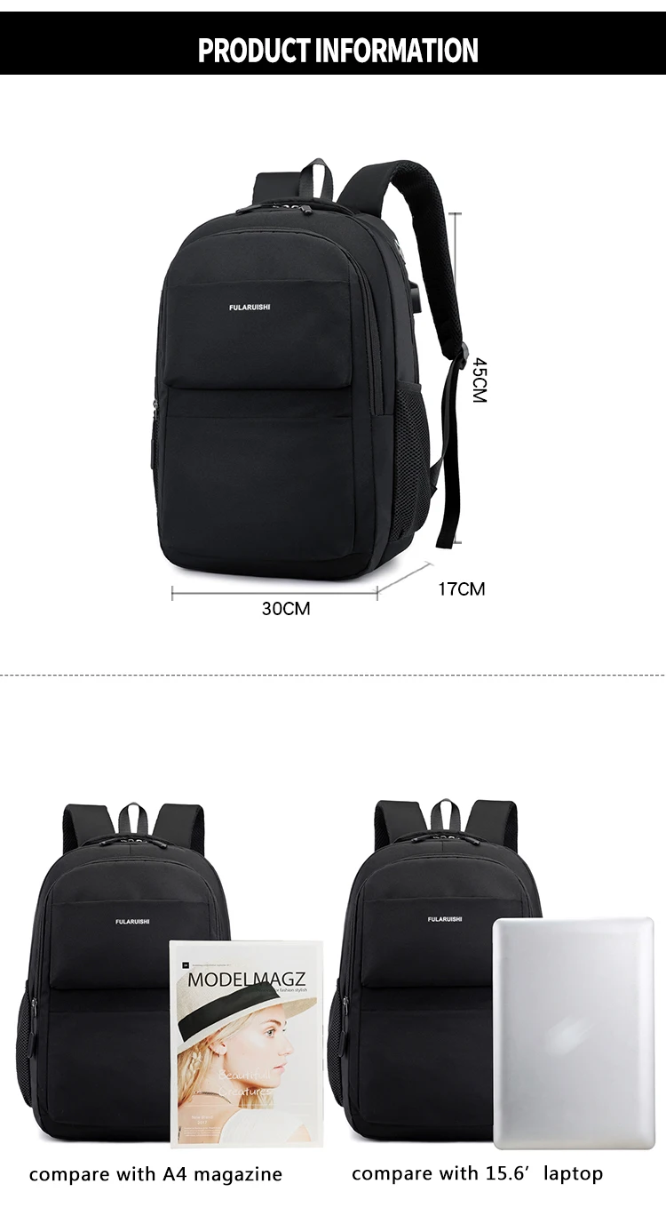 Men Backpack School Bag Waterproof Nylon New Schoolbag Business Laptop Polyester Bag 14 Shoulder Bag 15.6 Inch Computer Packsack