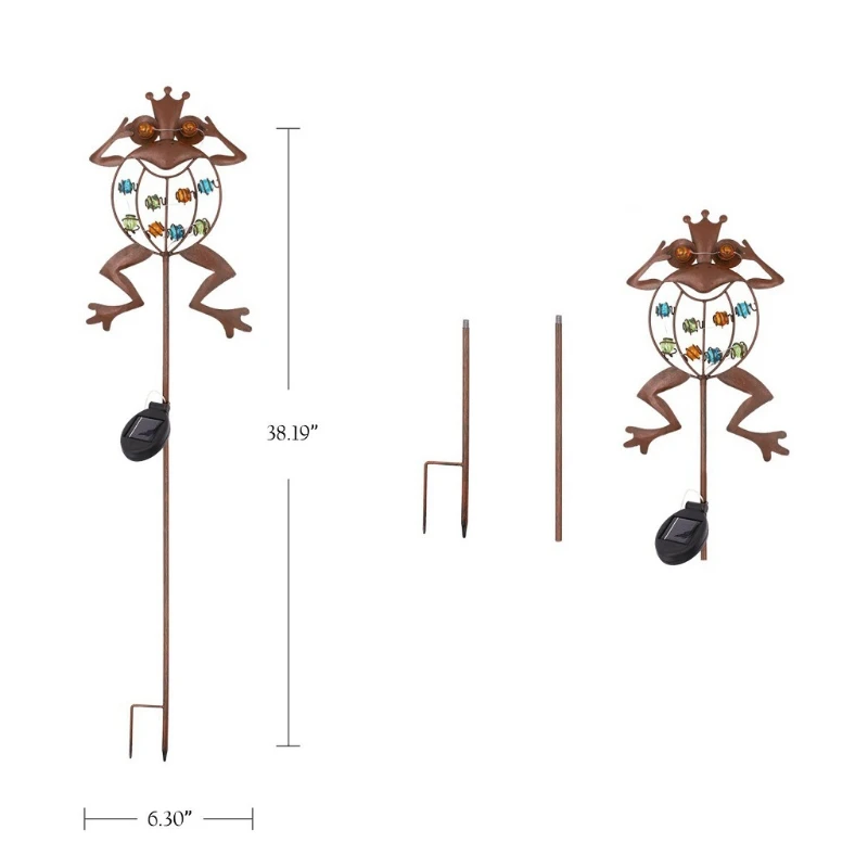 

New Decorative Solar Garden Outdoor Lights Metal Frog Shaped IP44 Waterproof Stake Lamps Solar Powered Lamp for Backyard