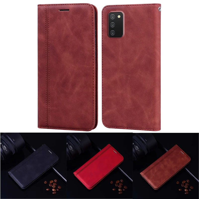 Чехол для Samsung Galaxy M02s кожаный чехол с откидной крышкой M02 S кошелек магнитной