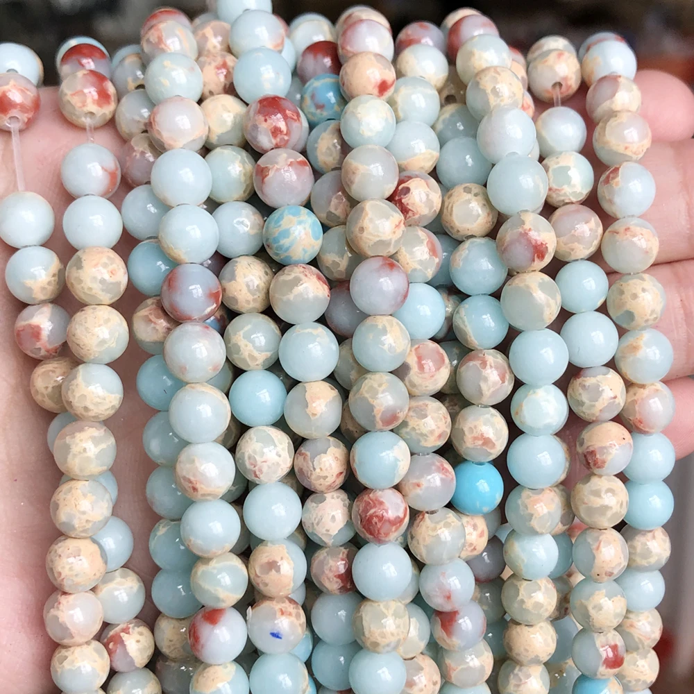 Оптовая продажа круглые бусины из синего камня ShouShan под змеиную кожу для