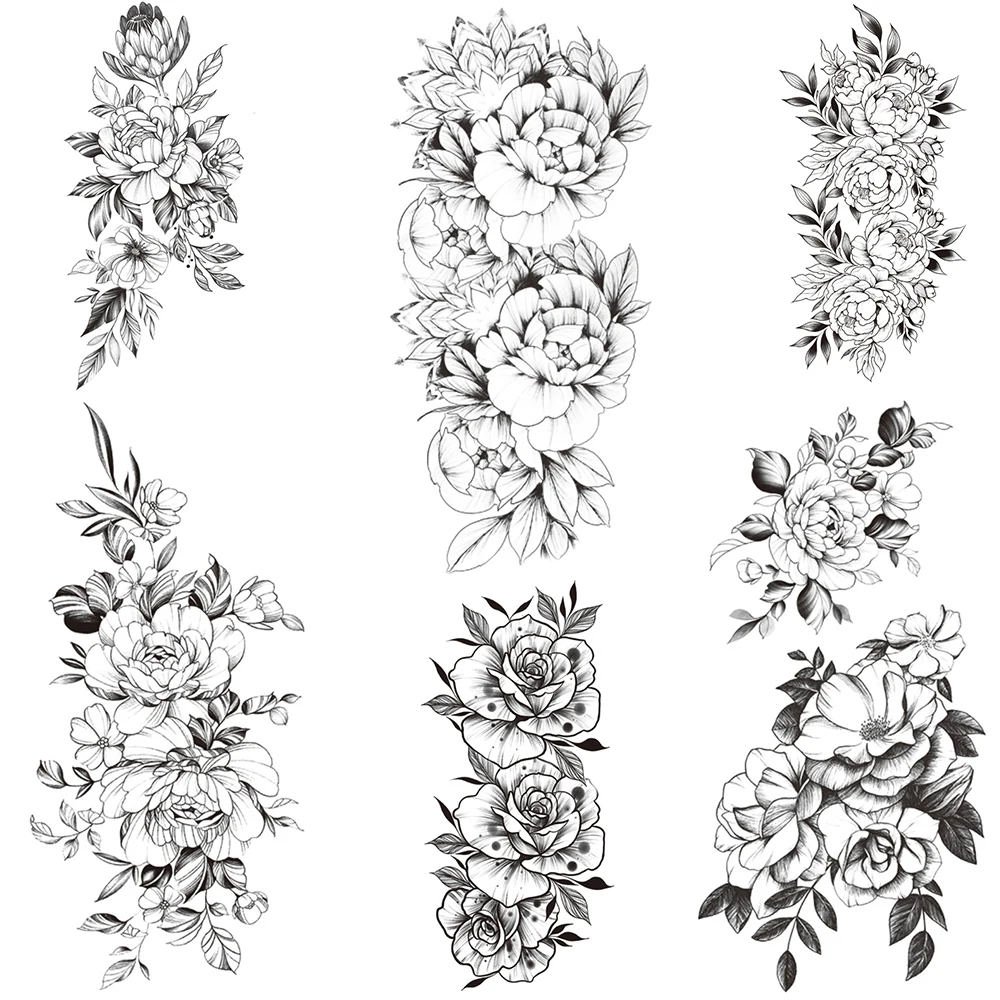 Временные татуировки для женщин большая Камелия лилия Маргаритка цветок