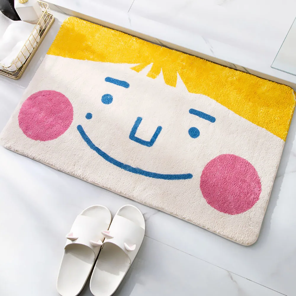 

Creative Blush Smile Cartoon Carpet Bathroom Plush Warm Carpet Water absorption Non-slip Cute Mat Rug Bedroom Mat