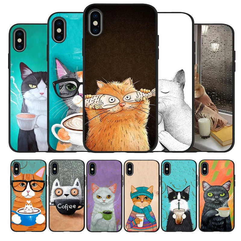 Милый черный силиконовый чехол для iPhone 12 XR XS Max 5 5S SE 2020 6 6S PLUS 7 8 X 11Pro 11|Бамперы| |