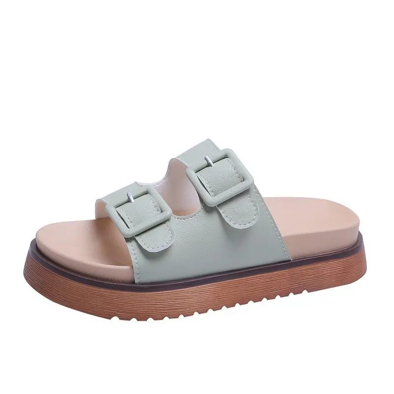 

Slippers Casual Shoes Platform Slipers Women Shale Female Beach Slides Low Luxury Rubber Summer 2021 Sabot Basic Hoof Heels PU S