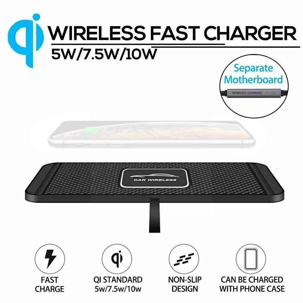 

Qi Wireless Fast Car Charger Charging Pad For 8 Xs Xr S10 Non-slip Mat Car Dashboard Holder D5x9
