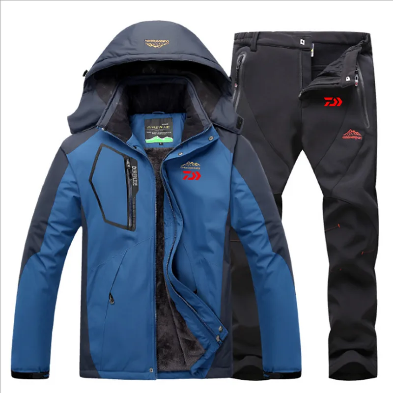 

Бархатные Рыболовные костюмы Daiwa Plus, уличная дышащая толстовка с длинным рукавом для рыбалки, эластичные штаны, спортивный комплект, Мужска...