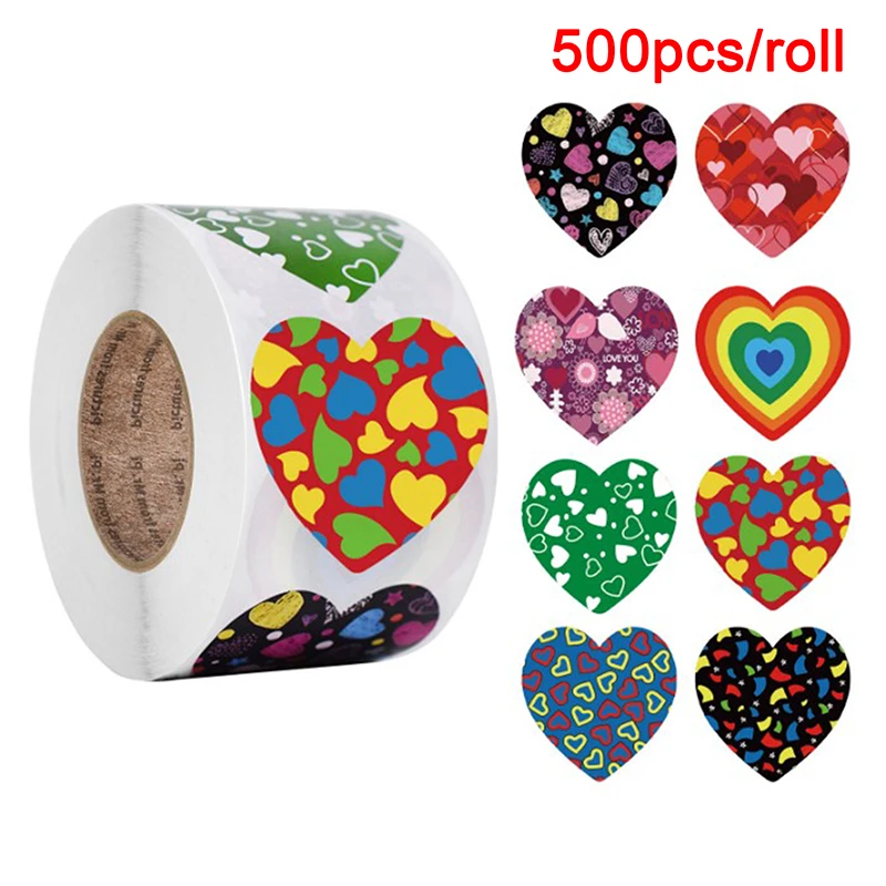 

500pcs Heart Shape Valentine's Day Stickers Party Gift Seal Labels Stickers