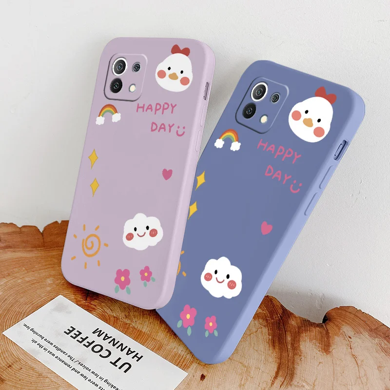 

Happy Duck Case For Xiaomi Mi11 lite Ultra 11i 10T 9T Pro Lite 10 10S 9 8 lite Pro Poco F2 X2 F3 Pro Liquid Silicone Phone Cover