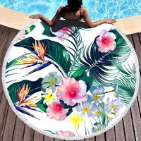 black and white striped toucan tropical plant 150 cm round adult beach towels quick drying absorbent shawl shower towel blanket