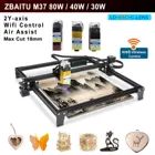 Лазерный режущий станок ZBAITU 80 Вт40 Вт30 Вт, диодный гравер, Гравировальный резак для дерева и металла, 32-бит, Wi-Fi, 37x37 см