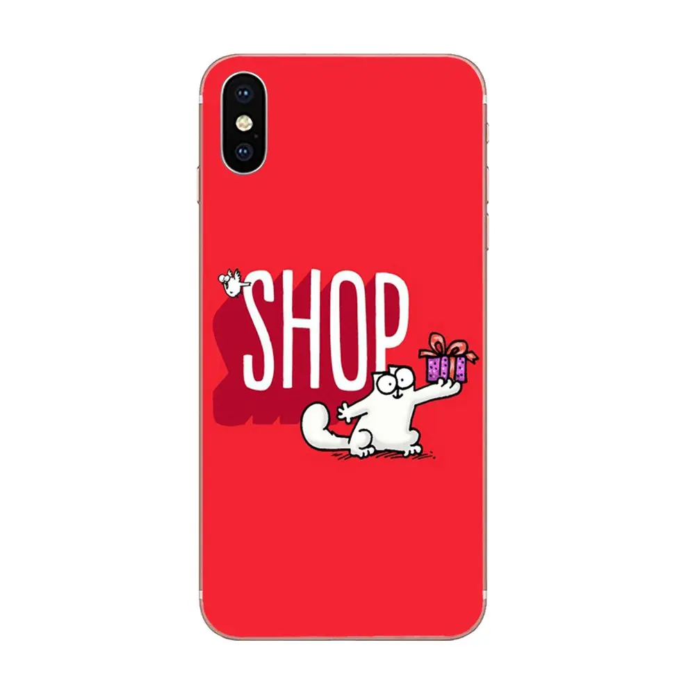 Забавный Милый Белый Кот Саймона для Apple iPhone 4 4s 5 5C 5S SE 6 6S 7 8 Plus X XS Max XR TPU чехол |