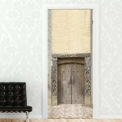 3D наклейка цветные маленькие деревянные дверные кирпичи отрывающиеся двери