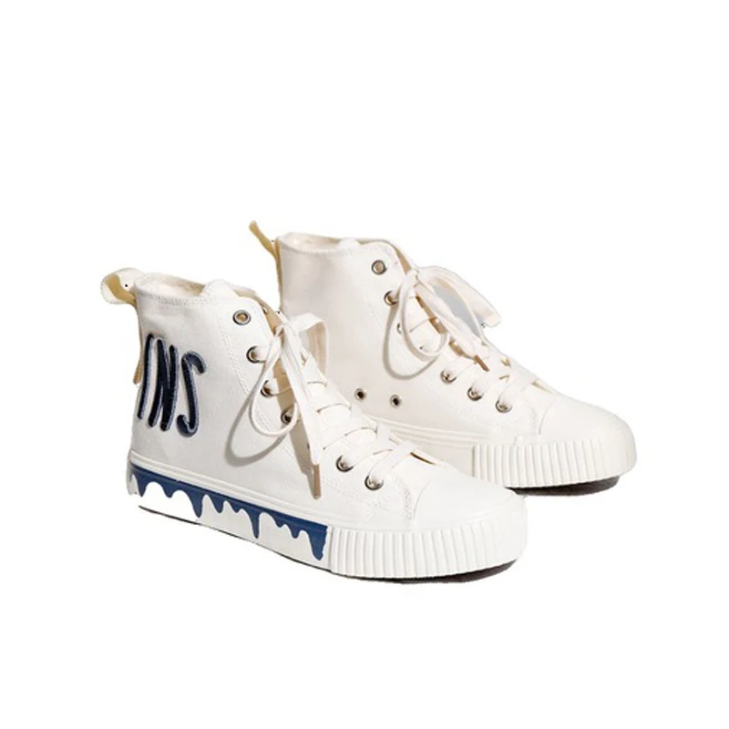 

2021 Women Canvas Shoes All Star High Top Casual Summer Walking Sneakers Breathable Increased White Footwear Female Flat Shoes