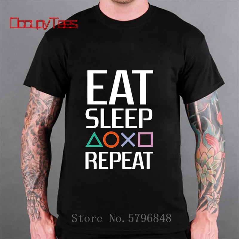 Eat Sleep Playstation Repeat футболка Лучшие хип-хоп топы Crazy Summer PS игровая для мужчин