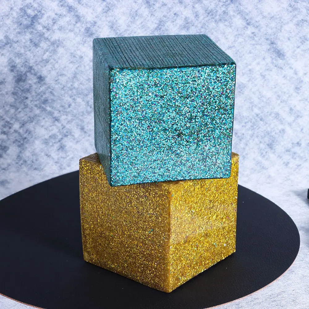 1PC Handmade Statue Shining Yellow Blue Color Magical Cube Plating Decoration Crafts Sculpture Magik Chroma Gift | Дом и сад