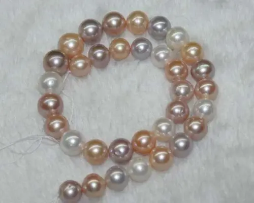 

Natural 10MM multicolor SOUTH SEA shell pearls Loose Bead 15"