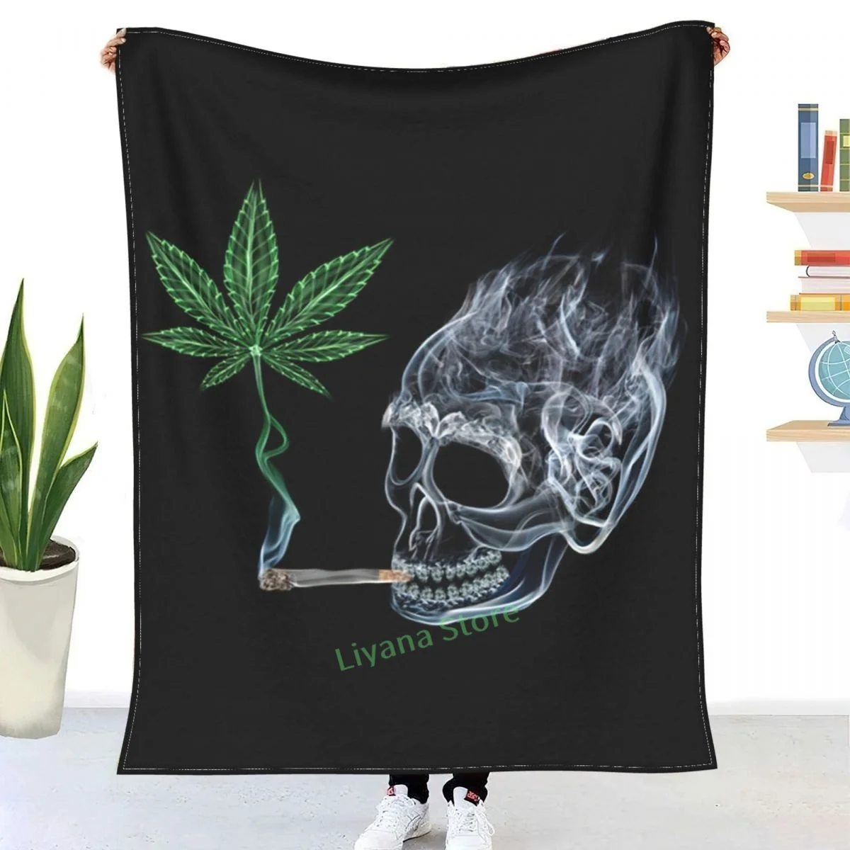 

Throw Blankets Pot Leaf Skull Smoking Throw Blankets Plush Super Soft Warm Lightweight Blanket Microfiber