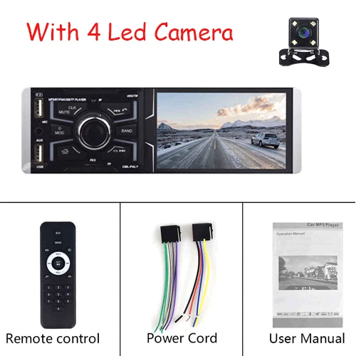 With 4 Led Camera AMPrime 1 Din автомобильный Autioradio радио 4," сенсорный экран автомобильный мультимедийный плеер FM/TF/AUX/USB Bluetooth автомобильный стерео с задней камерой - Color: With 4 Led Camera