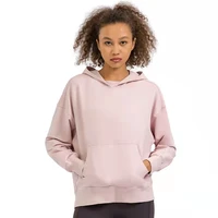 lulugirl autumn winter new simple yoga sports leisure coat solid color loose shoulder cover hooded womens sweater