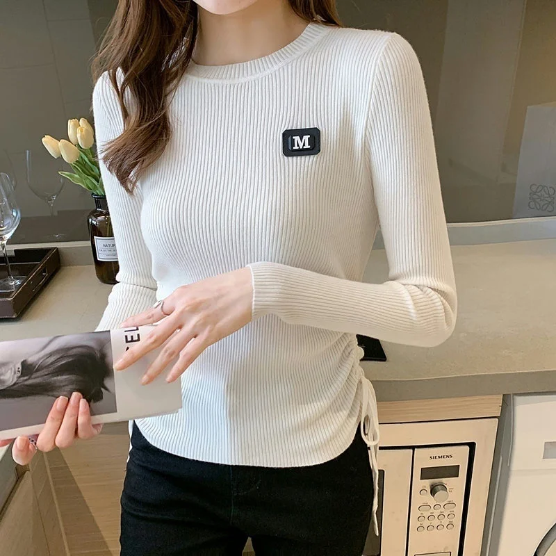 

Early Autumn 2021 New Design Sense Drawstring Sweater Slim Fit Inner Wear Bottoming Shirt Scheming