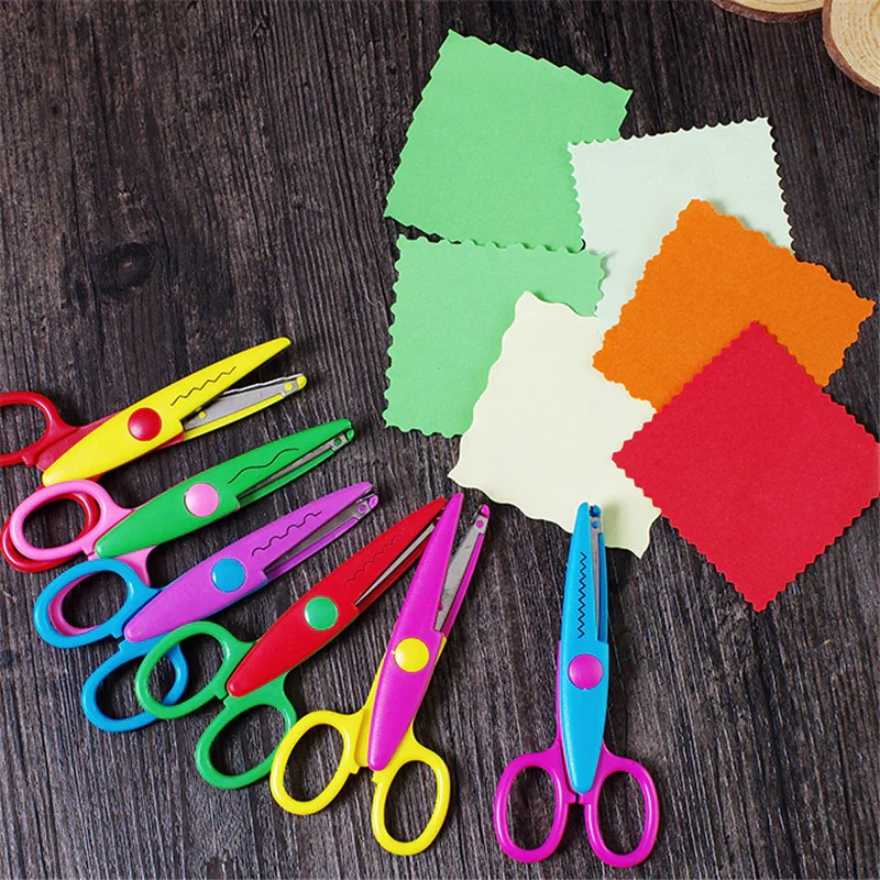 

DIY Laciness Scissors Metal And Plastic Scrapbooking Photo Colors Scissors Paper Lace Diary Decoration Safety Scissors 6 Pcs