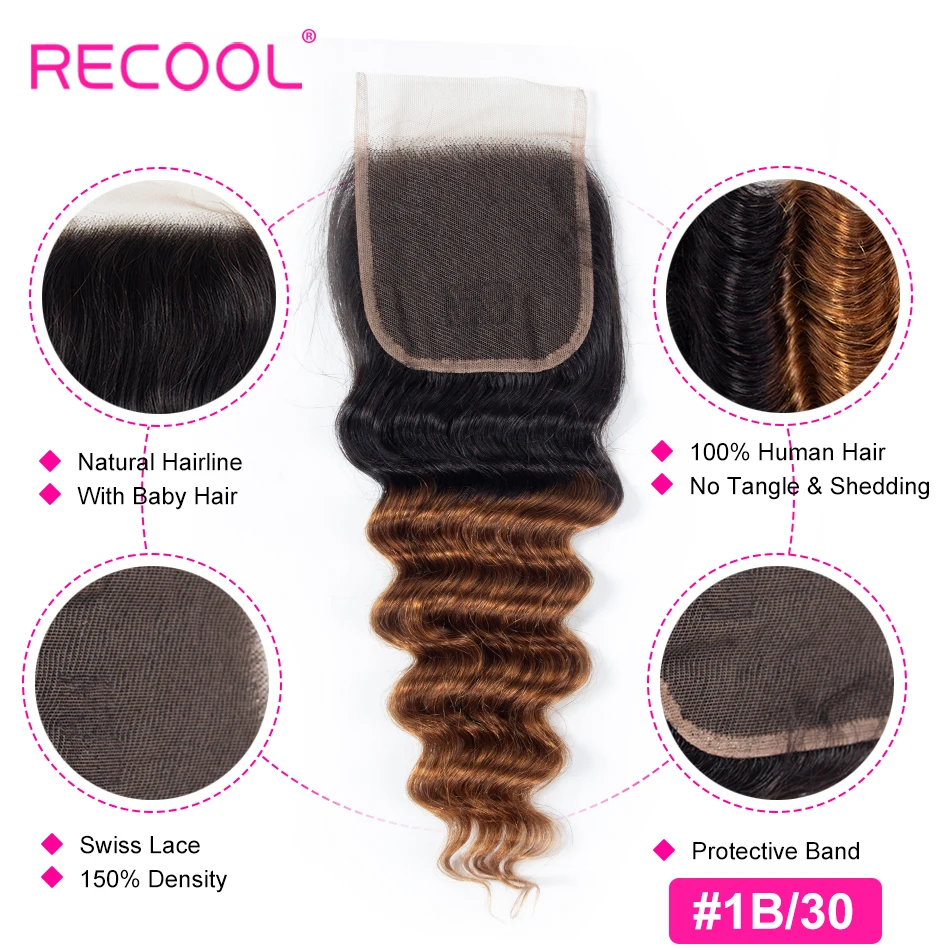 Recool свободная глубокая волнистая закрытие красный бордовый медовый блонд 1B 27 30