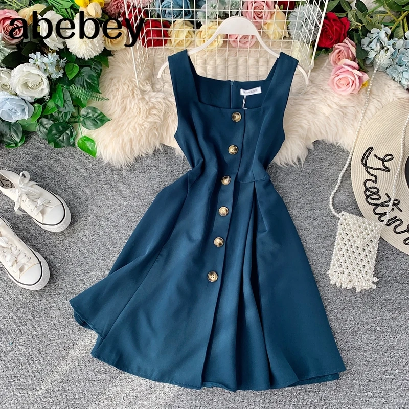 Женское винтажное короткое платье на пуговицах повседневное ТРАПЕЦИЕВИДНОЕ