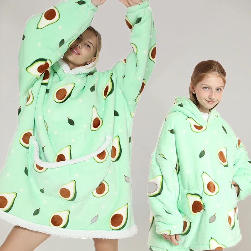 Зимняя толстовка с капюшоном свитшот женское одеяло принтом и рукавами флисовая